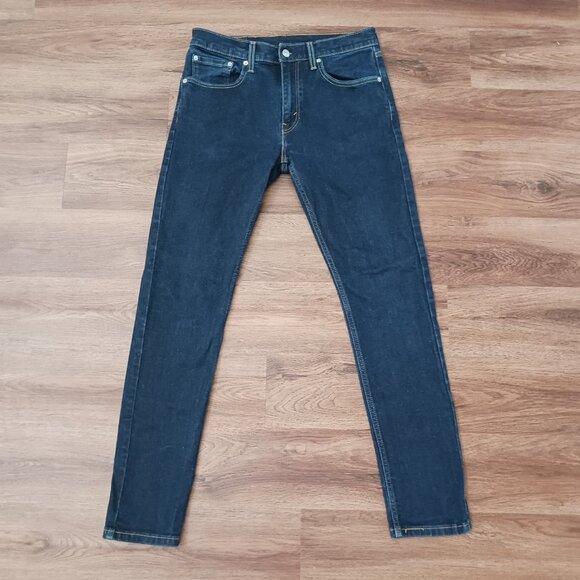 Levi's 512 Dark Blue Stretchy Skinny Jeans Actual Measurements 32 x 32 - Picture 1 of 8